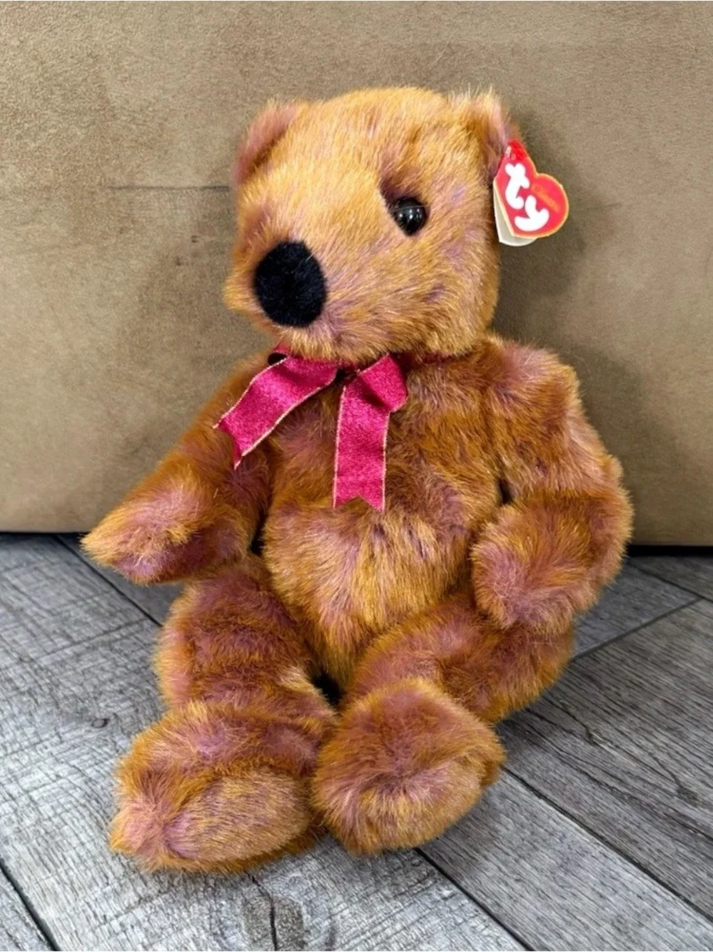 TY Taffybeary Teddy Bear with Red Bow